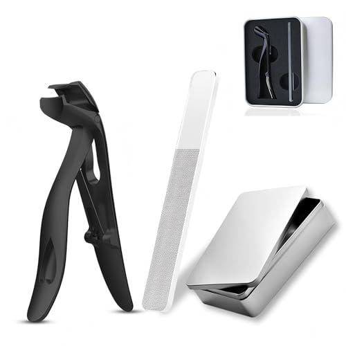Cortaúñas de Cabeza en ángulo para Uñas Gruesas,Cortador Uñas Ergonómico Mandíbula Ancha con Mango Largo,Alicates Uñas Pies Acero Inoxidable con Recolector para Niños Hombres Mujeres Personas Mayores