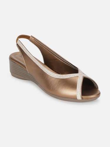 Image of Marc Loire Women's Open Toe Block Heel Metallic Fashion Sandals for Everyday