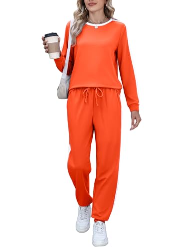 Image of Marvmys Women Long Sleeve Tracksuits Fashion 2 Piece Lounge Set Travel Outfits Jogger Set
