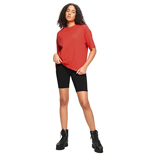 Image of Bewakoof Women's Solid 100% Cotton T-Shirt - Oversized Fit, Round Neck, Half Sleeves