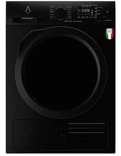 ALPHA Secadora TITAN Elite-9BC, Made in Italy, Bomba de Calor A+++, Negro Brillo, EcoSilence Inverter, 9kg *Alta Gama*