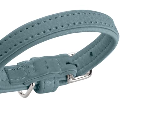 Hunter Hundehalsband SOHO MINI, Farbe: hellblau, Rindsleder, weich & geschmeidig, fellschonend, leicht, für kleine Hunde & Welpen, Made in Germany, Größe: 27