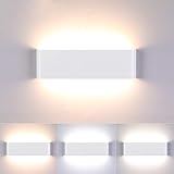 Lightess 16W Lampada da Parete Dimmerabili 3 Temperature di Colore Applique da Parete Interno Moderno Lampada LED Luce in Alluminio per Camera da Letto, Soggiorno, Corridoio, Bagno, Scale, Bianco