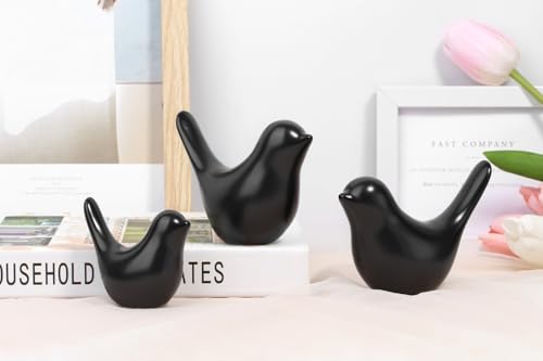 Estatuas pequeñas de pájaros negro estilo moderno para decoración miniatura 2
