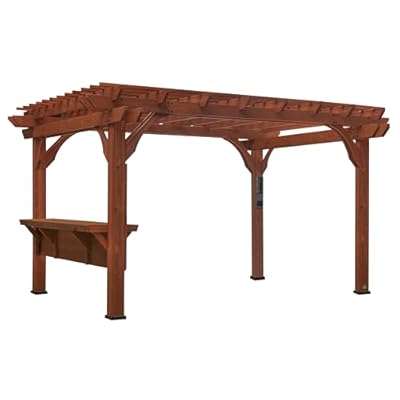 Backyard Discovery Ashland 14 ft. x 10 ft. All Cedar Wood Pergola with Serving Bar