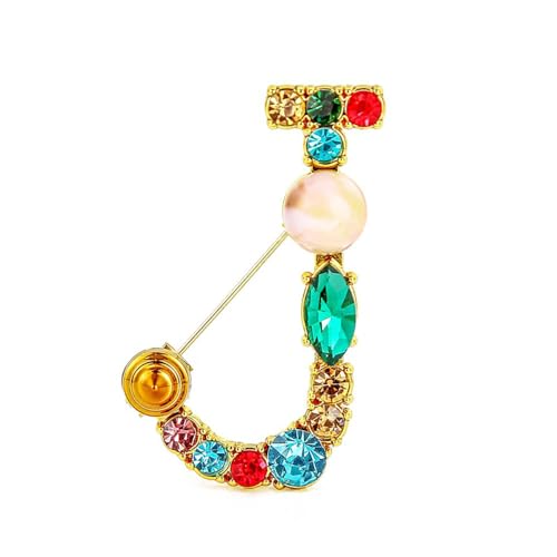 Image of Rhinestone Initial Brooch - 26 Letter A-Z Lapel Pin with Colorful Crystals - Capital Letter Pin for Women & Girls - Suitable for Dress, Suit, Bags & Decors