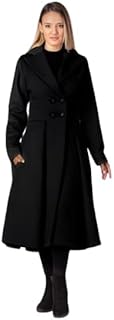 office purple Women Dress, Women's Elegant Long Coat - Double Breasted, Flared Winter Overcoat with Lapel Collar and Pockets for Formal Casual and Winter Wear-picture-23