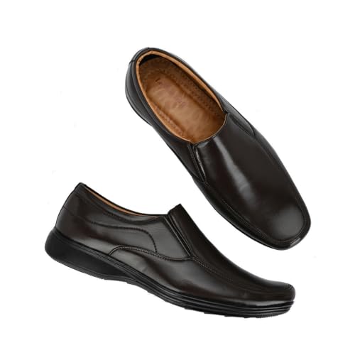 Image of Leatherkraft Stacked Heel Formal Slip-On Shoes