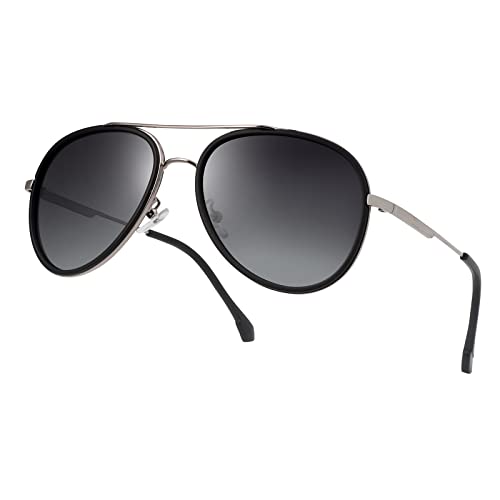 Oversized Aviator Polarized Sunglasses for Women Men,Oval Double Bridge Metal Frame Sun Glasses UV400 Protection