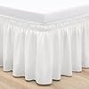 Rimela white bed skirt queen size 15 drop elastic bedskirt for box spring adjustable bed soft and solid fabric easy to install machine washable wrinkle fade resistant warm white dust ruffle  urban country home decor