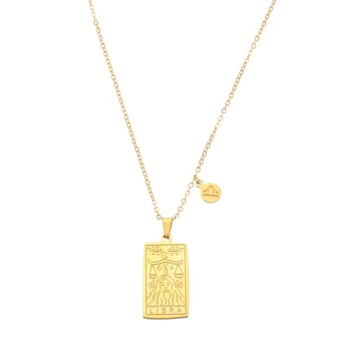 sourcing map Collier avec signe du zodiaque du tarot en acier titane pour homme et femme, 26x12mm, Acier allié, Pas de gemme