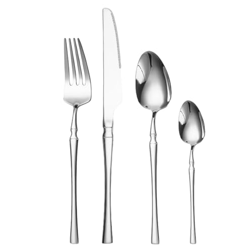 Edelstahl Besteck Set, 24-teilig Besteckgarnitur Spiegelglanz Tischbesteck inkl. Messer Gabeln Löffel und Dessertlöffel, für Zuhause Küche...