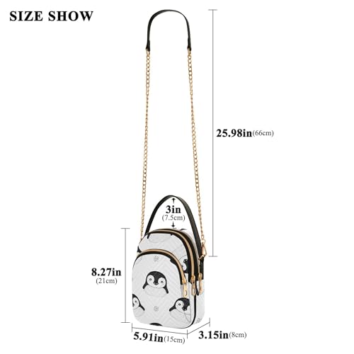 Cute Cartoon Black Penguins White Single Shoulder Purse Women Funny Phone Bags with Chain Strap Quilted Ladies Tote Crossbody Satchel3