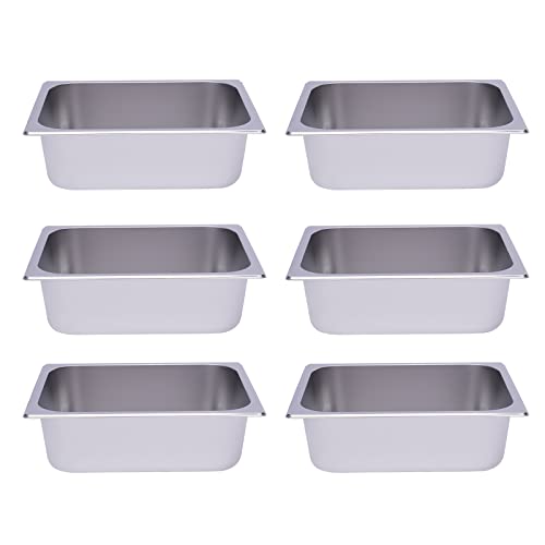 pijopang 1/2 Steam Table Pans,6-Pack 6 in Deep Restaurant Steam Table Pans Commercial Hotel Pan for Home Restaurant-201 Gauge Stainless Steel