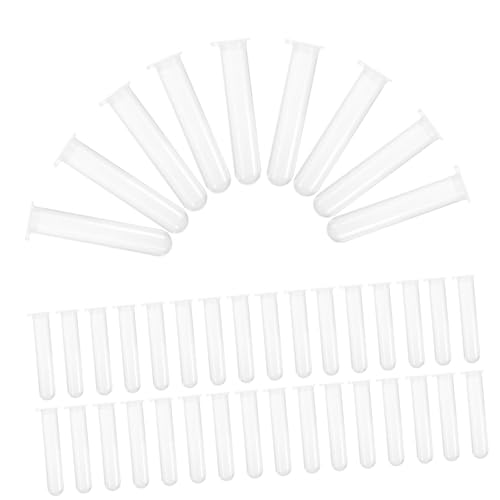 BELLIFFY 50pcs Lab Test Tubes Lids Plastic Sample Storage Tubes (10ml) Storage Vials for Experiments