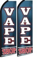 Vape Shop Standard Size Swooper Feather Flag Sign Pk of 2 (11.5x 2.5 Feet)