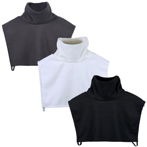 Sucrain 3 Pcs Fake Turtleneck Collars Detachable Dickey Collar Half Top Mock Blouse Collar High Warmer Turtle Necks for Women Men