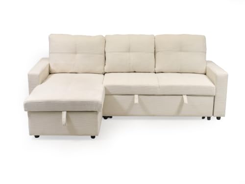Sofá de 3 plazas moderno beige idóneo para salones pequeños y visitas 7