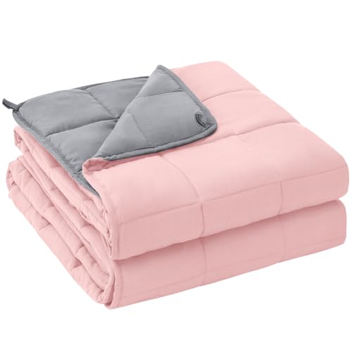 Image of yescool Weighted Blanket for Adults (10 lbs, 48 inch x 72 inch, Pink Grey) Cooling Heavy Blanket for Sleeping Perfect for 90-110 lbs, Twin Size Breathable Blanket with Premium Glass Bead, Machine Washable