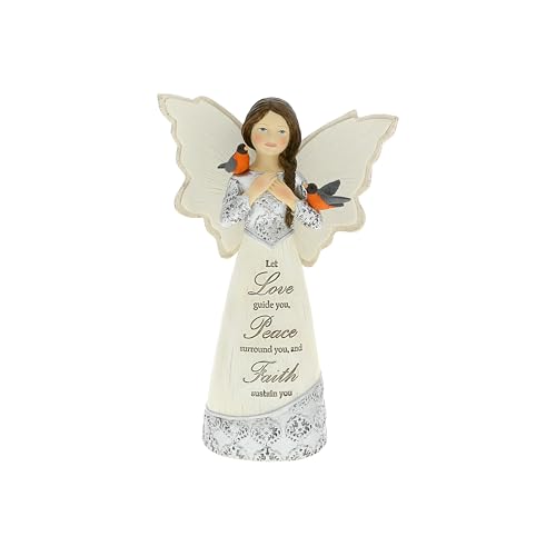 Pavilion Gift Company - Love Peace Faith - 5.5' Angel Figurine Love Guidance Peace Religion Faith Religious Faithful American Robins Home Decor