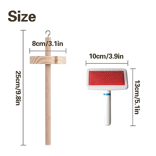 Image of KeaJuidy 2 PCS Plastic Wool Carder with Drop Spindle Hand Carders Wool Needle Felting Brush Top Whorl Yarn Spinner Needle Felting Tools for Yarn Weaving Blending Roving Craft Project Kit
