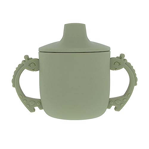 Image of Nuby Animal Friends Silicone Sippy Cup - Toddler Cup with Two Handles - 6+ Months - Green Giraffe