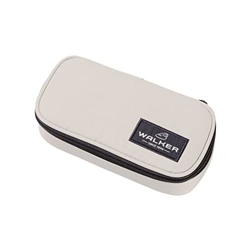 Walker 49164-255 Federmäppchen mit Innenklappe und Reißverschluss, klassisch, Mondgrau, großes Federmäppchen, ca. 21 x 10 x 6 cm, Schreibtisch-Organizer für Schreibwaren, Zeichnen und Material