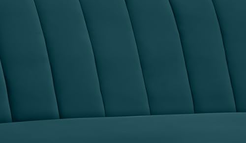 Image of AMATA Marino Solid Wood 3+2 Seater Ocean Blue Suede Velvet Fabric Sofa Set with Two Cushions Perfect for Home Office Guests Living Room (04 Ocean Blue, 3+2 Seater)(3 Year Warranty)