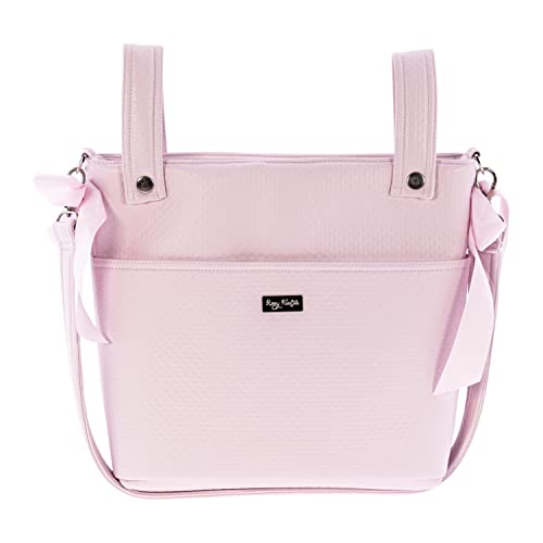 Bolso para Silla de Paseo - Talega para silla de Paseo Rosy Fuentes- Incluye Asa larga para el hombro, bolsillos interiores y lazos - Limpieza Sencilla -Rosa Pastel