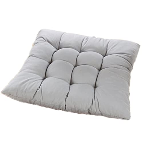 座布団 クッション 大きめ 角型 お尻が痛くならない いす用シートクッション 低反発 優しい座り心地 オフィス 椅子用 ひも付きクッション 無地 オールシーズン ダイニングチェア用 (グレー)