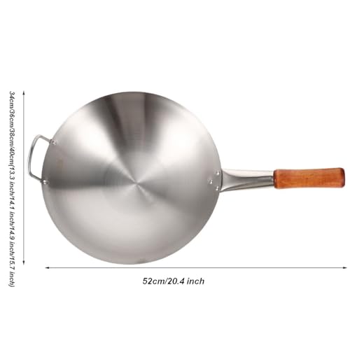 Wok de acero inoxidable con mango de madera 52 x 40 cm miniatura 2