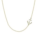 EVER FAITH 925 Sterling Silver Golden Sideways Anchor Necklace Personalized Nautical Sailor Choker Jewelry Gift for Women