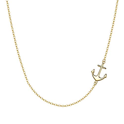 Ever Faith 925 Sterling Silver Golden Sideways Anchor Necklace Personalized Nautical Sailor Choker Jewelry Gift For Woman #TOP7