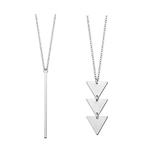 Defiro Y 2Pcs Layer Simple Bar Pendant Necklace Center Long Lariat Chain for Women Jewelry