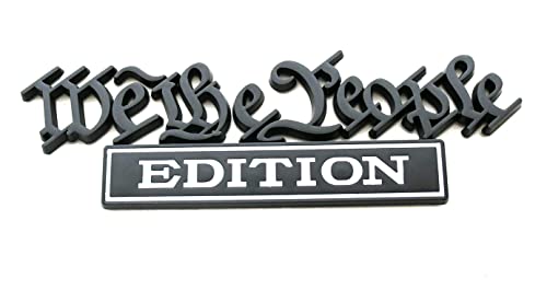 Image of 1pc Classic We The People Edition 3D Full car Emblems Decals Labels Personalized Decoration to Highlight Yourself for SUV, CRV, Motorcycle, Car, Truck Fender Tailgate (White)
