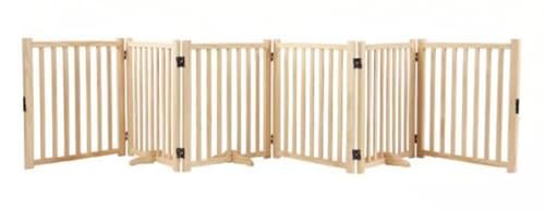 MLTUN MAKAN小型・中型犬用ペットフェンスケージドア、室内猫犬用フェンス、折りたたみ式木製バリアドア、セキュリティ、自立型、折りたたみ式バリア、木製ドッグドア、小型・中型犬・猫用、脱走防止、飛び出し防止、複数のペットに最適、保護、入り口、玄関、猫と