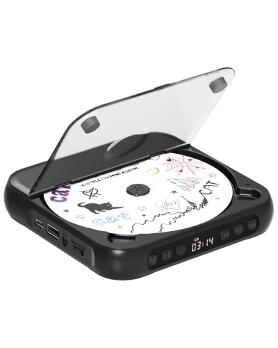 Image of ENVYCLOUD CD Player Portable with Dual Stereo Speakers, Rechargeable Portable CD Player with Bluetooth for Home with Headphones,Black