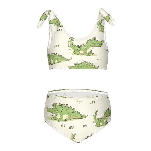 Girls' Bikini Set, Cute Little Crocodile Kids Swimsuit 2 Pcs Beach Bathing Suit