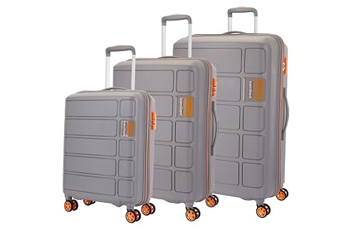 Image of Kamiliant American Tourister Harrier Zing 3-Piece Luggage Set - 56, 68 & 78 Cm (PP) Hard-Sided 8-Wheel Spinner Suitcases /Trolley Bag (Small, Medium & Large) in Light Grey