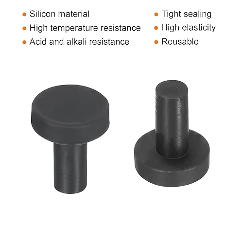 Image of UXCELL High Temp Silicone T-Shaped Solid Rubber Stopper Plugs - Dia 3mm /0.11 inch, Black, Pack of 20 (OD 7mm)