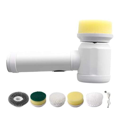 Cepillo De Limpieza Eléctrico Inalámbrico - Fregadora De Limpieza Eléctrica De Mano | Herramienta De Limpieza con 5 Cabezales De Cepillo Reemplazables para Superficies De Baño, Cocina, Pisos Y Vidrio