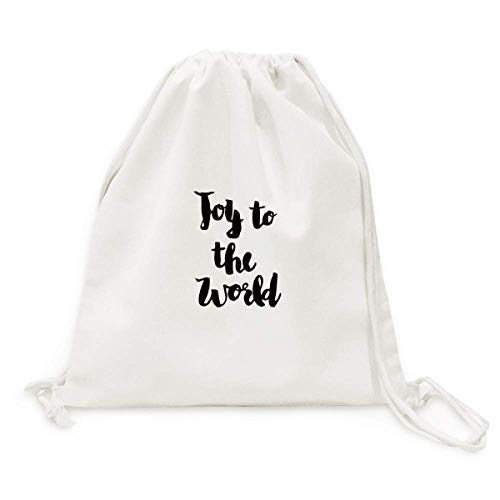 Mochila Joy To The World citação de lona com cordão para compras viagem