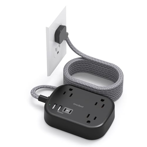 One Beat Cruise Ship Essentials,Travel Power Strip with USB C,Flat Plug Extension Cord 10 FT with 3 Outlets 4 USB Ports(2 USB C),Desk Wall Outlet Extender,Non Surge Protector for Cruise,Dorm Room,ETL