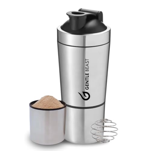GENTLE BEAST 304 Stainless Steel Shaker Bottle for Gym with Blender Ball | Leak Proof Tech | BPA Free 600ml + 200ml | Protein Shaker Bottle for Pre-Post Workout | Water Bottle (B0D97SWFYF) Amazon Price History, Amazon Price Tracker
