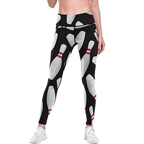 Allgobee Mesh Yoga Pants Bowling Black Pattern With Pockets High Waist Workout Leggings For Women With Tummy Control Effect Xl cover
