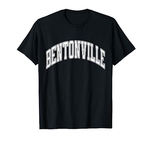 Bentonville Arkansas AR Varsity Style Texto blanco Camiseta