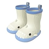 [ANGELCITY] レインブーツ 長靴 キッズ レインシューズ ベビー 防水靴 滑り止め ブーツ 可愛い動物デザイン サメ 子供用 軽量 柔らか 男の子 女の子 通園 通学 保育園 幼稚園 誕生日 プレゼント 晴雨兼用 (ホワイト, 19 cm)