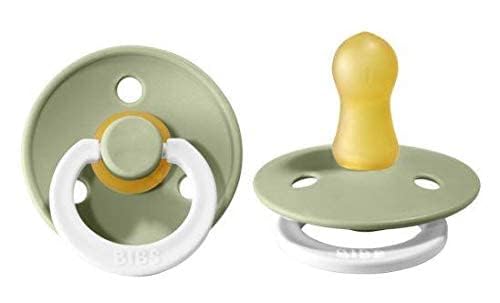 Image of BIBS Pacifiers Colour Collection | Natural Rubber Baby Pacifier | Set of 2 BPA-Free Soothers | Made in Denmark | 6+ Months (Pack of 2) | Sage Night