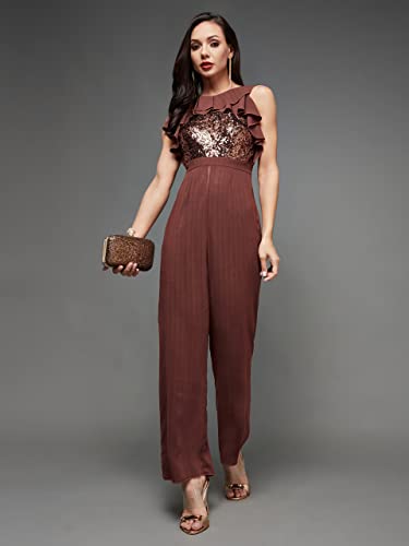 Image of Miss Chase Women's Keyhole Neck Regular Sleeve Regular Length Jumpsuit with Pockets