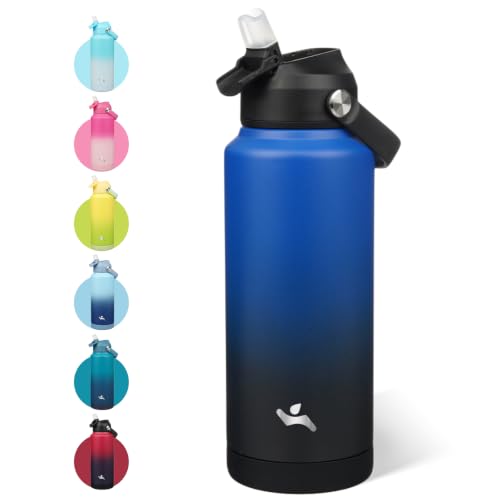 Image of Konokyo 32 oz Insulated Stainless Steel Sports Water Bottle with Straw Lid